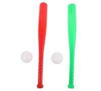 BCOATH 2 Sets Outdoor Baseball Bat for Lightweight Soft Plastic Bats in Red and Green Safe Non Burr Surface for Hand Eye Coordination and Active Play
