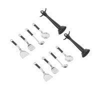 BCOATH 2 Sets Realistic Mini Kitchen Utensil with Stands for Dollhouse Pretend Play Includes Spatula Spoon Strainer Lifelike Cooking Accessories for Miniature Dining and Kitchen Decor