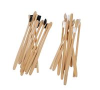 BCOATH 20Pcs Bamboo Toothbrush with Supple Bristles Comfortable Handle Tooth Cleaning Gadget for Adults Travel Friendly Black White