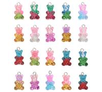BCOATH 20pcs Bear Charms Simple Bear Beads Resin DIY Jewelry Making Elegant Beautiful Accessories for Sweater Chains and Earrings Random Color