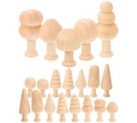 BCOATH 20pcs Mini Wooden Tree Decorations DIY Craft Supplies Unfinished Wood Plant Figures for Painting and Handcraft Projects, 10 Styles with 2 Pieces Each