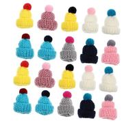 BCOATH 20Pcs Multi-color Woolen Yarn Mini Knitting Hats for Dolls Replaceable Tiny Craft Hats for DIY Decorations Party Props and Home Ornament Accessories Random Color