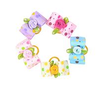 BCOATH 20pcs Pet Bowknot Hair Tie Set Random Color Elastic Hair Bands for Dogs Puppies Chic Accessories for Everyday Wear and Special Occasions