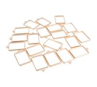 BCOATH 20pcs Retro Rectangular Hollow-out Pendant Frames DIY Handmade Jewelry Accessories Kc Gold Vintage Decorative Charms for Crafting