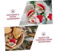 BCOATH 24pcs Hat Show Class Mini Christmas Lollipop Hat Cap Small Mini Christmas for Candy Glitter Xmas Decorations Dad Eve Red