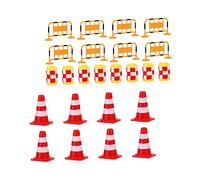 BCOATH 24pcs Traffic Roadblocks Toys and Traffic Signs Educational Cognitive Toy Set for Kids Red Road Cones Orange Barricades Yellow Crash Barrels Simulation Learning for Child Road Safety