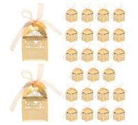 BCOATH 25Pcs Hollow Wedding Sweets Boxes with Ribbon, Creative Vintage Candy Favor Boxes for Wedding Party Favors and Candy Treats Packaging