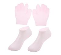 BCOATH 2pairs Moisturizing Gel Spa Socks and Gloves Set Essential Oil Infused Soft Stretchy Fit for Hand and Foot Care Portable for Home and Travel Use Pink