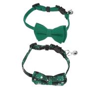 BCOATH 2pcs Adjustable Breakaway Cat Collar with Bell and Removable Bow Tie for Kittens and Small Pets Fabric Safety Buckle for Daily Wear and Tropical Summer Parties