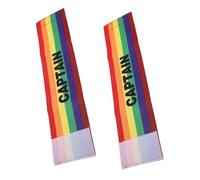 BCOATH 2pcs Adjustable Elastic Soccer Captain Armband for Adults and Youth Wide Rainbow Color Sports Bands for Football Basketball Team Leadership and Training