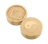 BCOATH 2pcs Brass Chinese Calligraphy Paperweight Round Metal Weights with Dragon Bagua Design for Traditional Art Practice and Desk Decoration Heavy Solid Brass Paper Weights for