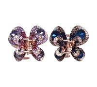BCOATH 2pcs Butterfly Hair Clips with Purple and Indigo Crystal Rhinestones, Small Claw Bangs Clips for Women, Decorative Hair Barrettes for Daily and Party Use