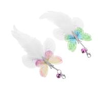 BCOATH 2pcs Cat Plume Teaser Wand Replacement with Synthetic Refills for Kittens and Cats for Engaging Play and Exercise