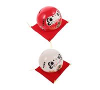 BCOATH 2pcs Ceramic Daruma Miniature Zen Figurines Japanese Porcelain Coin Bank for Wealth and Positive Fortune Functional Money Box Gift for Home Decor and Year Celebration