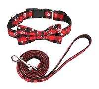 BCOATH 2pcs Christmas Pet Bow Ties & Collar Set Festive Cat & Dog Neck Chains with Snowflake Design Adjustable Holiday Accessories for Pets