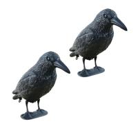 BCOATH 2pcs Crow Figurine Crow Figure Simulation Black Pe Realistic Creative Bird Adornment for Garden and Home Portable Desktop Decor Prop Stand Steadily Bird Scarer