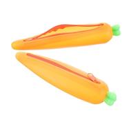 BCOATH 2pcs Cute Silicone Pencil Cases in Carrot Shape for Pen Bags with Capacity Organizer for Stationery Practical Storage for Boys and School Supplies