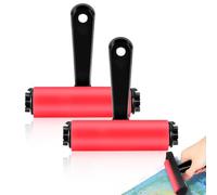 BCOATH 2pcs Diamond Drawing Rollers Red Plastic Ink Rollers Easy to Hold and Clean Painting Tools for Art Supplies and Painting Learning