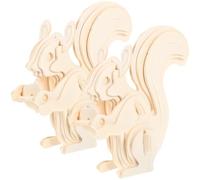 BCOATH 2pcs DIY Wooden Animal Puzzle for Squirrel Wild Animal Jigsaw Educational Hand-painted Model for Interaction and Creative Play