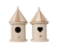 BCOATH 2pcs DIY Wooden Bird Nest Birdhouse for Garden, Creative Unfinished Pendant, Comfortable for Birds, Outdoor Decoration for Backyard Birding