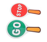BCOATH 2pcs Double-sided Safety Traffic Sign Paddle with Red Green Lights Handheld Stop Signs for Classroom Teaching and Traffic Safety Education Games