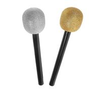BCOATH 2pcs Fake Microphone Props Glitter Plastic Models for Boys and Girls Pretend Play Disco Stage Halloween Party Decoration