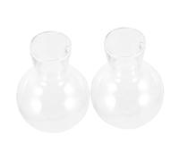 BCOATH 2pcs Glass Planters Wooden Stand for Indoor Air Plants and Hydroponic Water Planter, Borosilicate Glass Vase Hole, Home Vase Decor for Office and Living Room