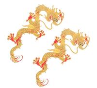 BCOATH 2pcs Golden Dragon Embroidered Patches Iron on Clothing Repairing Patches with Wear-Resistant Embroidery Thread for Clothes Shop and DIY Activities