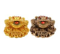 BCOATH 2pcs Golden Resin Wealth Sculpture Figurines, Unique Lifelike Toad Decoration for Sofa Or Bookshelf, Home Ornament to Attract Prosperity and Enhance Office Or Living Room
