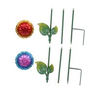 BCOATH 2pcs Hand-painted Flower Bird Bath Bowls with Metal Stakes Vibrant Outdoor Garden Decor for Patio and Bird Feeding Freestanding Artistic Floral Design Birdbaths