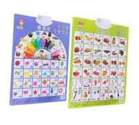 BCOATH 2pcs Interactive Audio Posters Early Learning Charts for Preschool Bilingual Chinese English Educational Sound Flashcards for Fruit Colors Shapes Development