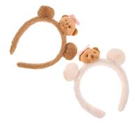 BCOATH 2pcs Kawaii Headband Plush Bear Ear Headband 7.87x6.10x1.57in Elastic Fleece Fabric Keeps Hair of The Way Women Daily Wear Washing Face