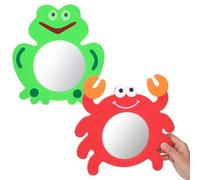 BCOATH 2pcs Kids Bath Mirror Toys Eva Cartoon Frog and Crab Shapes Infant Bath Mirror Set Toddler Water Toy for Bathroom and Shower Fun