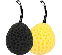 BCOATH 2Pcs Large Honeycomb Shower Loofah Bath Sponges Set, Soft Exfoliating Body Scrubber for Men and Women, Yellow and Black Mesh Sponges for Gentle Skin Cleansing and Lather