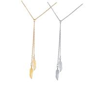 BCOATH 2pcs Leaf Necklaces Set, Chic Delicate Neck Chains with Gold and Silver Alloy Pendants, Short Stylish Accessories for Women’s Everyday Wear and Special Occasions