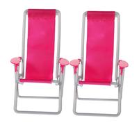 BCOATH 2pcs Mini Folding Beach Chairs Simulation Deck Reclining Model for Dollhouse Home Decor Lightweight Furniture Accessories