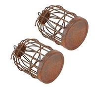 BCOATH 2pcs Miniature Bird Cage Mini Bird Cage Model Wrought Iron Rust-Effect Black Brown Micro Landscape Garden Ornament Dollhouse Decor Hanging Accessory