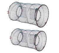 BCOATH 2Pcs Multi-function Portable Folding Fishing Trap Easy-use Lobster Crab Shrimp Bait Net with Capacity and Safe Mesh Design for Seafood Catching