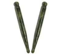 BCOATH 2Pcs Natural Jade Stone Facial Massage Sticks for Eye Puffiness Reduction, Pressure Point Acupuncture Pen, Muscle Scraping and Face Sculpting Tool for Spa and Relaxation