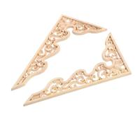 BCOATH 2pcs Onlay Applique Wood Carving Appliques 2pcs Wooden Decal Classical Wood Material Use Home Decoration for Door Cabinets