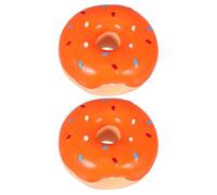 BCOATH 2pcs Orange Donut-shaped Latex Squeaky Dog for Puppies and Small Dogs Interactive Chew for Aggressive Chewers Safe Non-toxic Material for Indoor and Outdoor Play