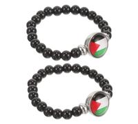 BCOATH 2pcs Palestine Flag Charm Bracelet Unisex Glass Beaded Wristband for Couples Fashionable Accessory to Express Unique Style and Friendship