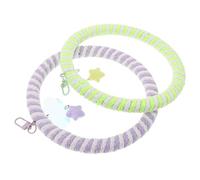 BCOATH 2pcs Parrot Swing Ladder Cotton Rope Rings with Cloud Star Charms for Climbing Chewing and Muscle Development Bird Cage Accessories for Cockatiels Budgies Conures Birds