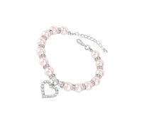 BCOATH 2pcs Pearl Necklace for Dogs and Cats Pet Jewelry Heart Charm Bling Charms Adjustable Clasp Perfect for Pet Birthday Wedding Holiday