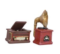 BCOATH 2pcs Retro Phonograph Decoration Musical Party Supplies Vintage Phonograph Models Mini Dollhouse Accessories Miniature Home Appliances Mini Record Player Ornaments Resin