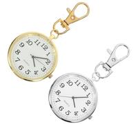 BCOATH 2pcs Silver Quartz Pocket Watch Key Chain with Glass and Alloy Material, Easy to Use and Carry, Modern Stylish Pendant for Daily Life and Party, Nurse Watch Accessory