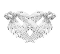 BCOATH 2pcs Silver Sequin Bow Hair Scrunchies for Elegant Fabric Ponytail Holders with Versatile Styling and Gentle on Hair for Everyday Use