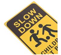 BCOATH 2pcs Slow Down At Play Signs Metal Safety Signs for Neighborhood Streets Lawn Traffic Warning Alert Drivers to Playing