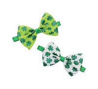 BCOATH 2pcs St Patrick’s Day Pet Bow Ties Set, Irish Festival Dog Collar Accessories in Green and White, Party Costume Bow Tie for Small to Medium Dogs