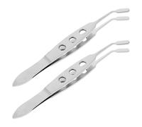 BCOATH 2pcs Stainless Steel Eyelid Glands Blockage Tweezers with Oval 3x10mm Tips, Meibomian Massage Expressor Forceps for Eye Health Therapy and Precision Eyelid Care Tools